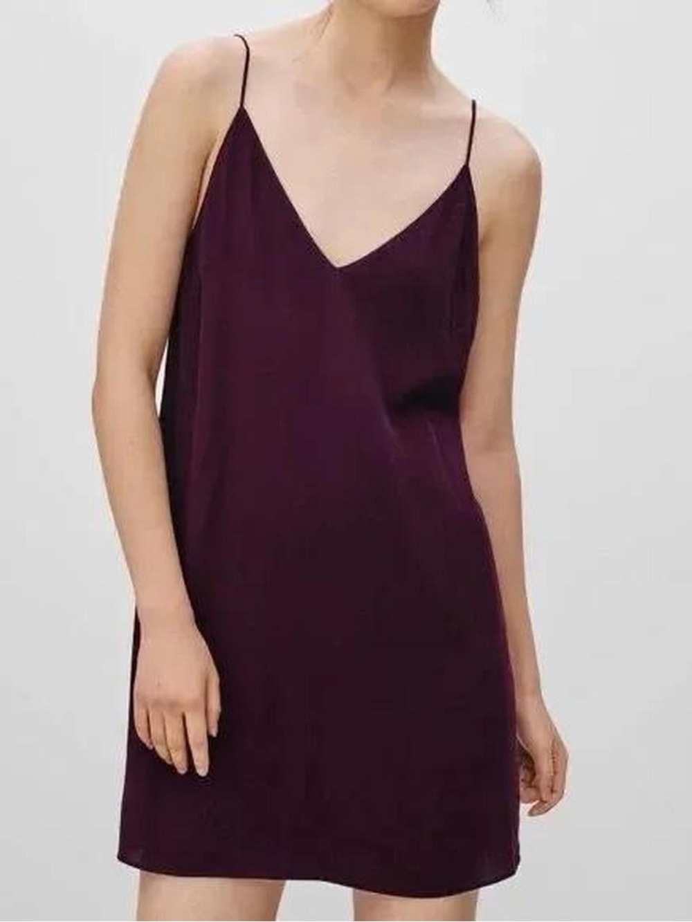 Wilfred Plum V-Neck Slip Dress with Spaghetti Straps